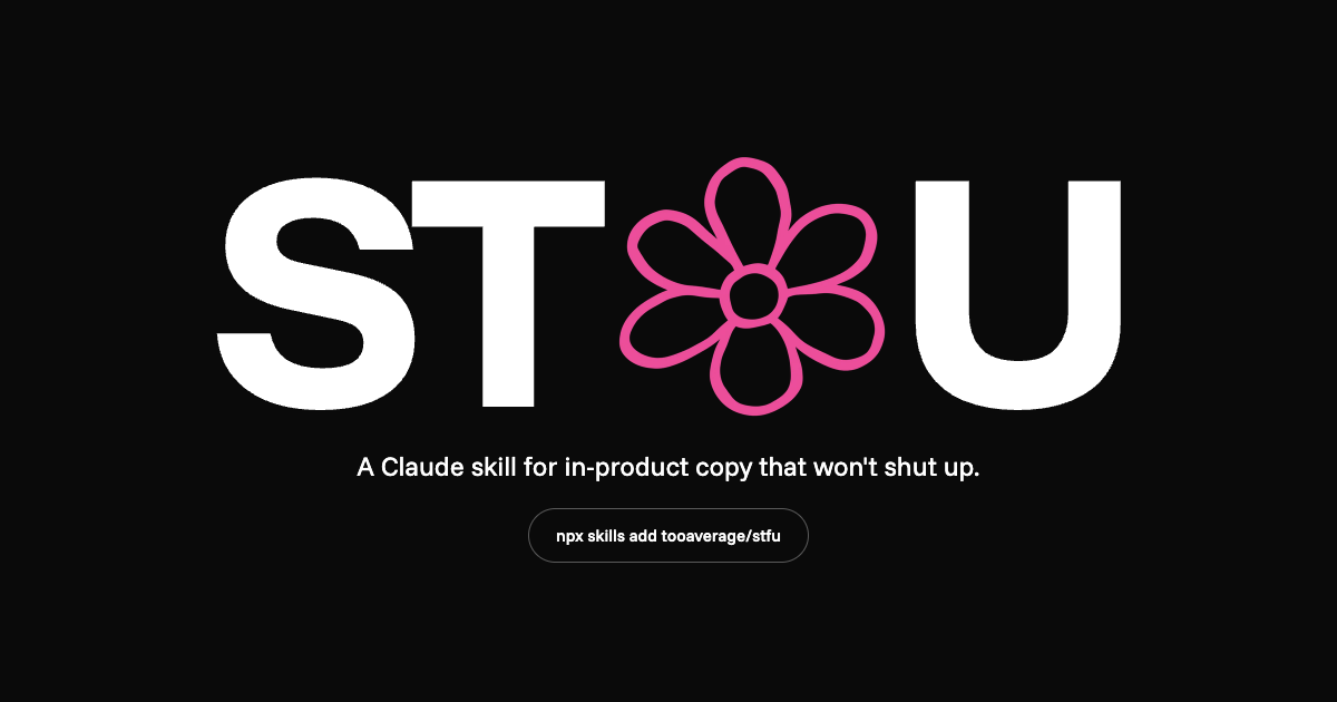 STFU, with a pink hand-drawn flower as the F